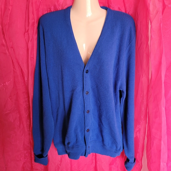 London Fog Vintage Royal Blue Cardigan Sweater - Picture 1 of 5